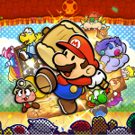 Key art for paper mario the thousand year door featuring mario and cast on a stage