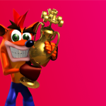 crash bandicoot with a trophy