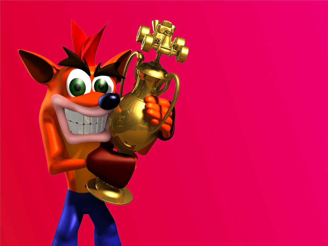 crash bandicoot with a trophy