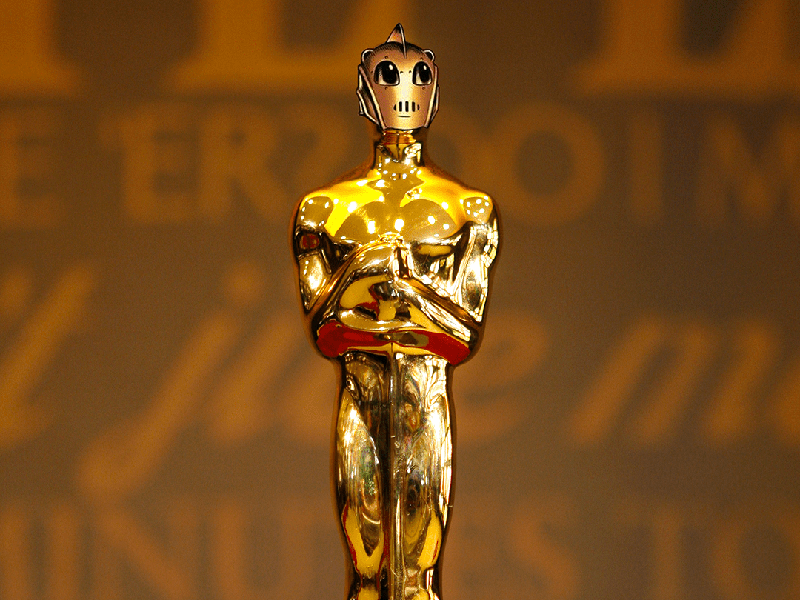 Oscar trophy with Not An Accountant's profile picture edited onto the head