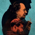 Gary oldman and two other guys in a stylized comic-book style