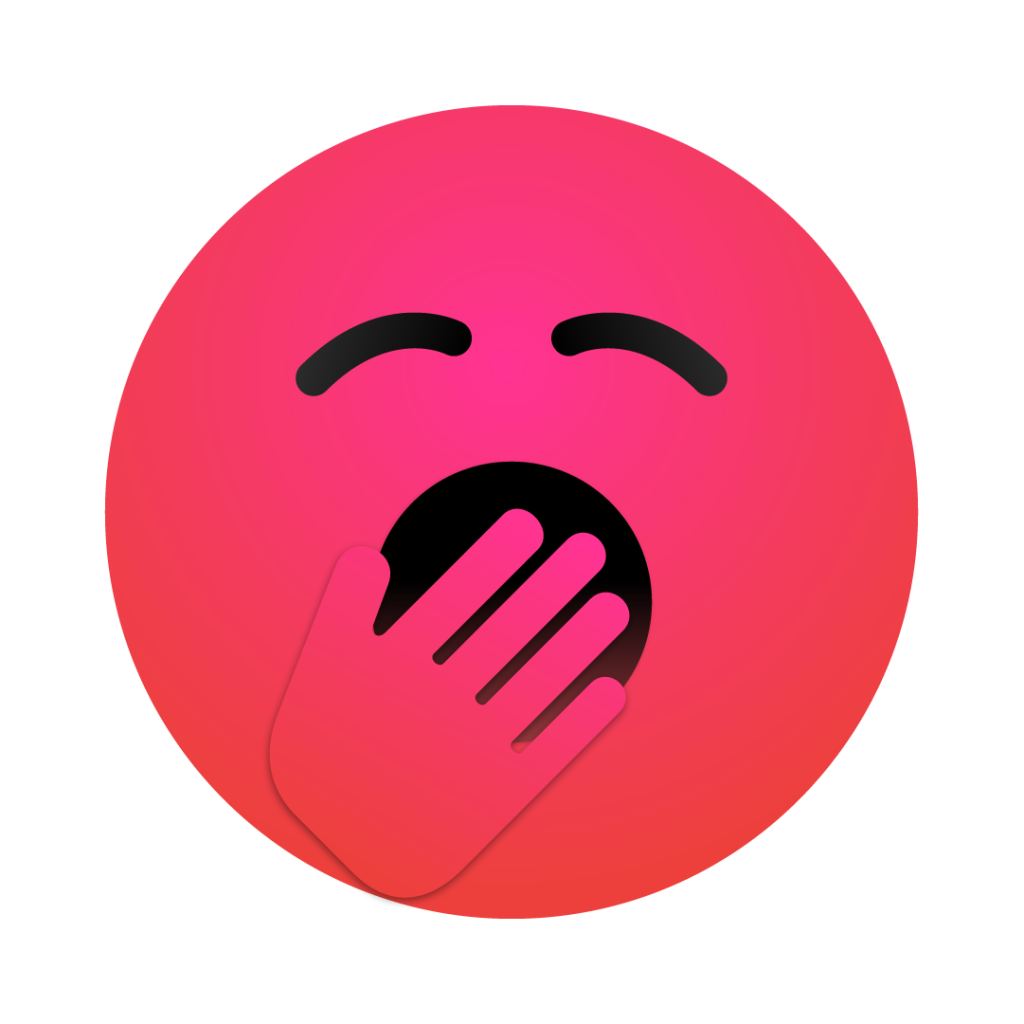 An emoji of a bored person yawning.