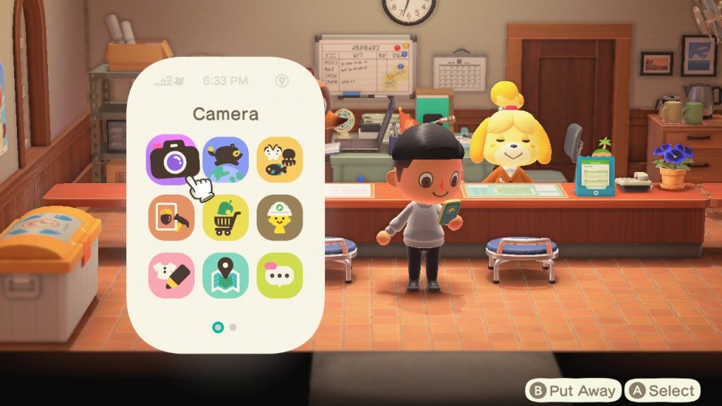 screenshot of animal crossing with the phone out.